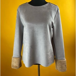 NWT Zara Grey With Tan Faux Fur Cuffs